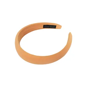 Chic orange-pink padded sponge headband with handmade fabric texture for women
