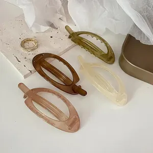 French Vintage Oval Hollow Acrylic Banana Hair Clip For Women Elegant Polished Resin Hair Claw Accessory Hairpin