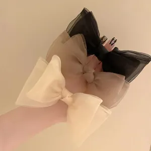 Corde à Cheveux Grand Nœud en Organza Style Princesse Française pour Femmes Élégant Élastique en Maille Accessoire pour Cheveux