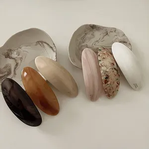 Set de 6 pinzas para el cabello francesas vintage de acetato con diseños ovalados retro
