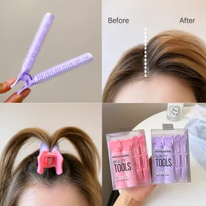 Set of 4 pink and purple volume hair root clips for lift and natural bangs styling