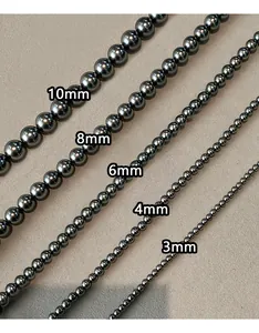 Grootte vergelijking van donkergrijze Tahiti parels in 10mm tot 3mm diameter specs
