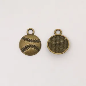 Vintage bronze baseball sports charms in zinc alloy for DIY jewelry and crafts