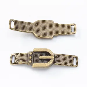 Vintage bronze alloy belt connector set with honeycomb texture for DIY bag accessories
