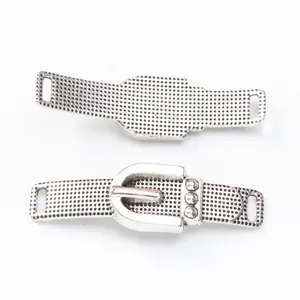 Retro antique silver belt buckle alloy charm connector for DIY jewelry and bag design