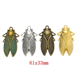 Vintage Legierung Zikadenform Anhänger Antik Bronze Silber Gold Tier Insekt Schmuckherstellung Charms Zubehör