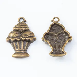 Vintage bronze alloy ice cream cupcake pendants for DIY jewelry making accessories