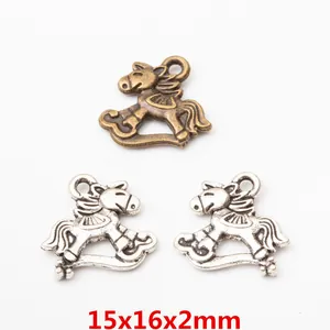 Vintage Alloy Rocking Horse Pendants DIY Jewelry Making Accessories Charms For Bracelet Necklace Antique Bronze Silver