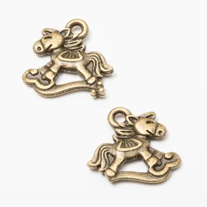 Vintage bronze alloy rocking horse charms for DIY jewelry making and pendants