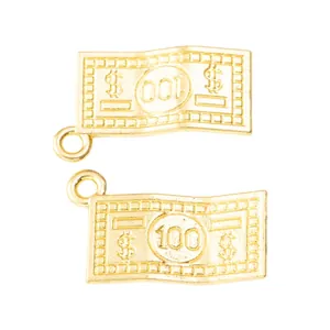 Golden vintage alloy dollar sign pendants with 100 mark for DIY jewelry making