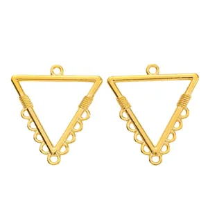 Vintage Dreieck-Schmuckverbinder aus Goldlegierung mit Drahtwicklung für DIY-Schmuck