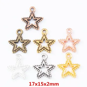 DIY Vintage Alloy Hollow Star Pendant Charms For Jewelry Making Beaded Edge Star Charms For Necklace Bracelet DIY Crafting