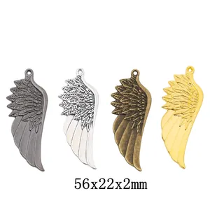 Vintage Legering Engel Vleugel Veer Hangers Voor DIY Sieraden Maken Antiek Brons Goud Zilver Zwart Metaal Charms Knutselaccessoires