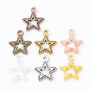 DIY star-shaped alloy pendants in seven metallic finishes for jewelry making