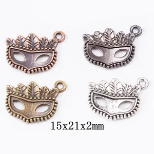 Breloques de Masque de Mascarade en Alliage de Zinc Vintage Motif de Plume Accessoires de Bijoux DIY pour Collier Bracelet Artisanat