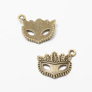 Pendentifs de masque rétro en alliage de bronze pour la création de bijoux DIY
