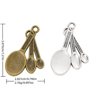 Vintage Alloy Mini Spoon Charms For DIY Jewelry Making Antique Bronze Silver Color Retro Tablespoon Pendants Craft Supply