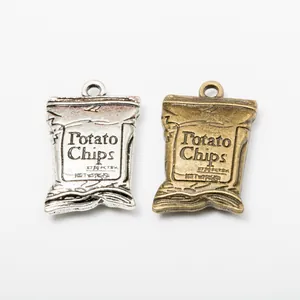 Pendentifs vintage en alliage en forme de chips de pomme de terre pour bijoux DIY