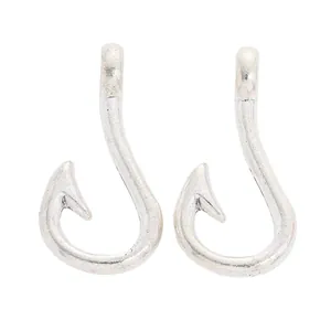 Vintage silver alloy fish hook pendants for DIY jewelry making and craft projects
