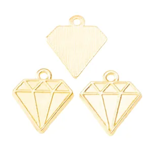 Pendentifs en alliage doré en forme de diamant pour bijoux DIY avec facettes géométriques