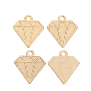 Lot de 4 pendentifs dorés en alliage de zinc en forme de diamant pour bijoux DIY