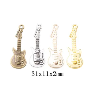 Vintage Zinc Alloy Guitar Charms Musical Instrument Pendants For DIY Jewelry Making Necklaces Bracelets Accessories