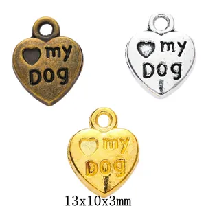 Ciondoli a Cuore in Lega Vintage Modello My Dog Zampa di Cane per Produzione Gioielli Fai da Te Collane Bracciali Regalo Amanti Animali