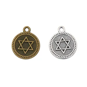 Pendentifs hexagrammes en métal bronze antique et argent pour création de bijoux