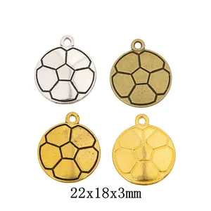 DIY Ciondoli a Pallone da Calcio in Lega Vintage per Creazione Gioielli Argento Antico Bronzo Oro Metallo Artigianato Charms