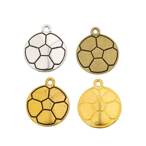 Ciondoli a forma di pallone da calcio in lega di zinco argento e bronzo per gioielli DIY
