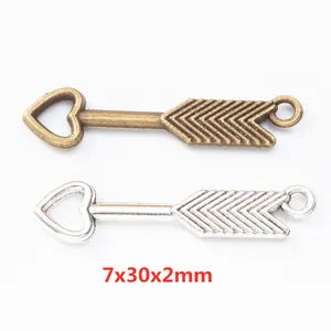 Vintage Zinc Alloy Heart Arrow Charms For DIY Jewelry Making Antique Bronze Silver Metal Pendants For Necklace Bracelet Accessory