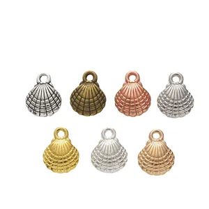 DIY shell-shaped alloy pendants in seven metallic finishes for jewelry making