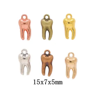 Vintage Alloy Teeth Shape Pendants Molar Charms For DIY Jewelry Making Necklaces Bracelets Accessories Antique Metallic Colors Craft Supplies