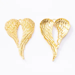 Pendentifs ailes en forme de cœur dorés en alliage de zinc pour bijoux DIY