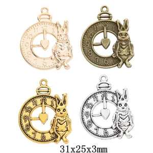 Vintage Zinc Alloy Rabbit Clock Pocket Watch Charms DIY Jewelry Making Accessories For Necklace Bracelet Pendant Findings