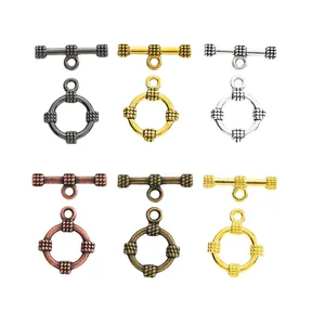 Vintage alloy toggle clasps set for DIY jewelry making in six metallic finishes