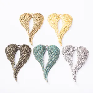 Pendentifs ailes d'ange en alliage de zinc en cinq couleurs pour bijoux DIY