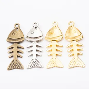 DIY Vintage Fischgräten Anhänger aus Legierung in Bronze Silber und Gold für Schmuckbau