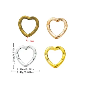 Vintage Alloy Heart Shape Beads Hammered Texture Small Hole Connector Charms For DIY Bracelet Necklace Jewelry Making