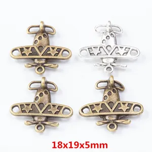 Dijes de Avión de Aleación de Zinc Vintage DIY Joyería Bronce Antiguo Plata Colgantes de Metal para Collar Pulsera Llavero