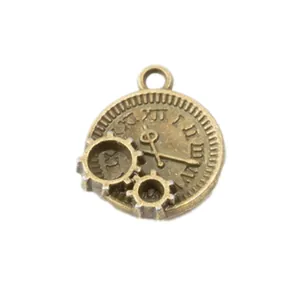 Colgante de reloj steampunk de bronce vintage con engranajes para joyería artesanal