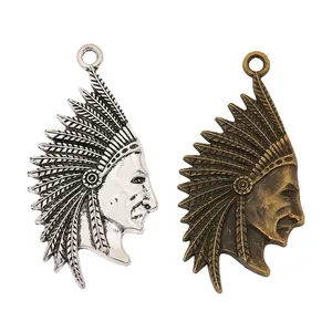 Vintage Indianer-Anhänger in Antik-Silber und Bronze für DIY Schmuckherstellung