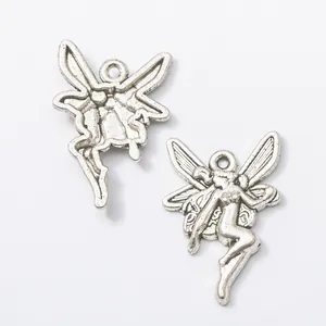 Vintage zilveren engel fee hangers van legering voor DIY sieraden kettingen maken