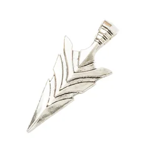 Vintage silver alloy arrow pendant with a layered 3D geometric design for DIY jewelry