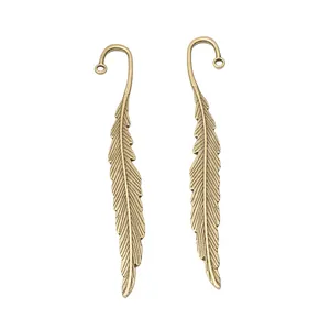 Vintage bronzen veer bladwijzers met haken en lussen voor DIY sieraden maken