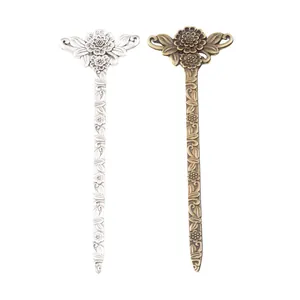 Marque-pages vintage en alliage de zinc avec motifs floraux en argent et bronze
