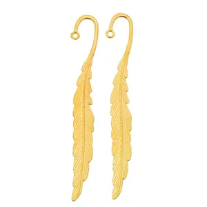 Goudkleurige veervormige legering hangers voor DIY boekenleggers en sieraden