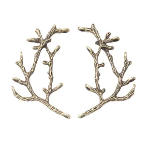 Vintage bronze tree branch connectors for DIY jewelry making with rustic texture
