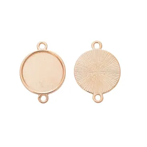 Roségouden 16mm ronde cabochon basis met dubbele lussen voor DIY sieraden