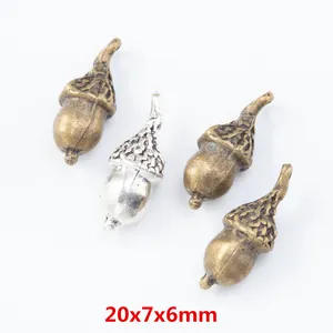 Retro Alloy Acorn Pinecone Shape Pendants For Jewelry Making DIY Antique Bronze Silver Metal Charms Craft Accessories